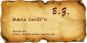 Bubla Zalán névjegykártya